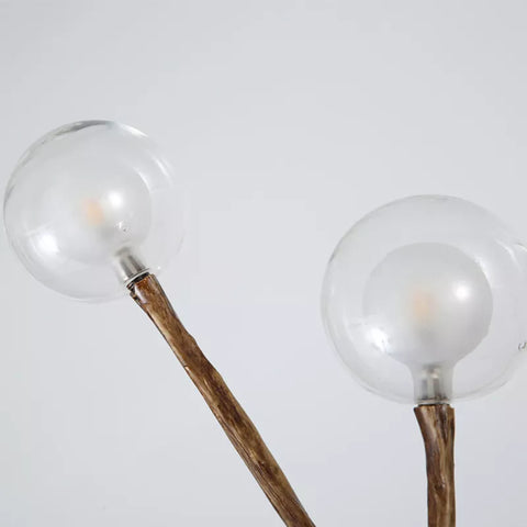 Branch Chandelier with Glass Globes for Rustic Dining and Living Rooms