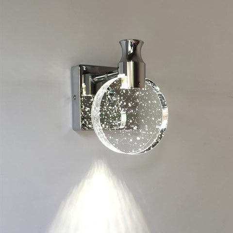 Round LED Wall Sconce with Bubble Glass for Ambient Room Lighting