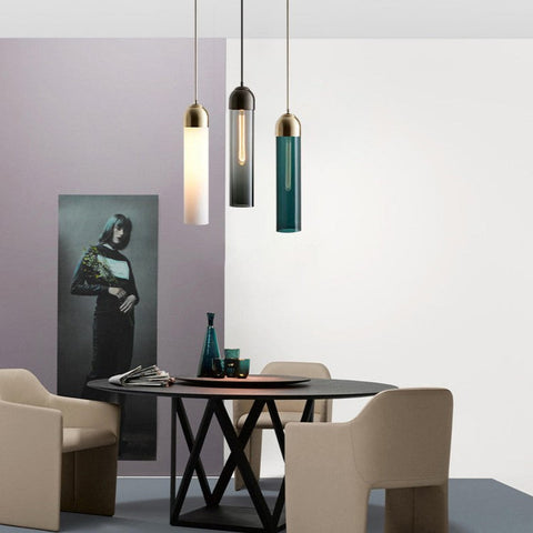 Slim Glass Tube Pendant Light for Kitchen Islands and Bedside Lighting
