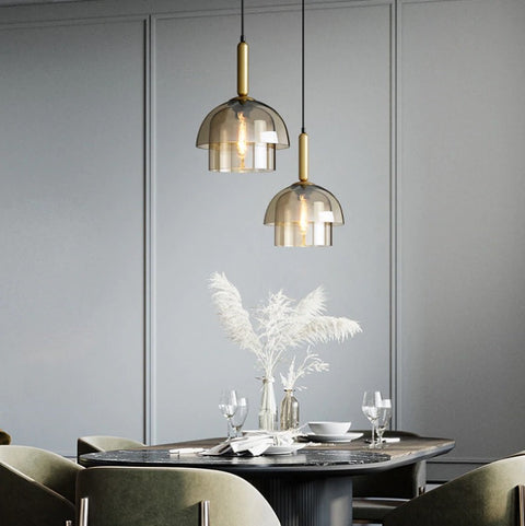 Smoked Glass Pendant Light for Kitchen Island and Dining Lighting