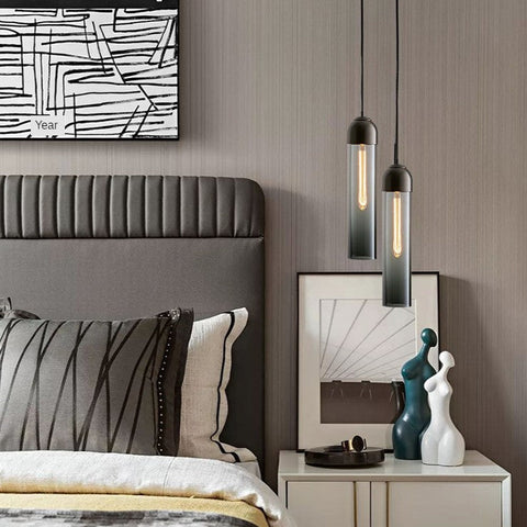 Slim Glass Tube Pendant Light for Kitchen Islands and Bedside Lighting