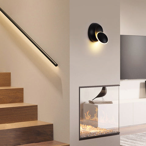 Rotating Round LED Wall Sconce for Hallway and Stair Accent Lighting