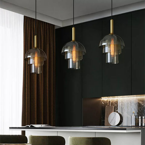Smoked Glass Pendant Light for Kitchen Island and Dining Lighting