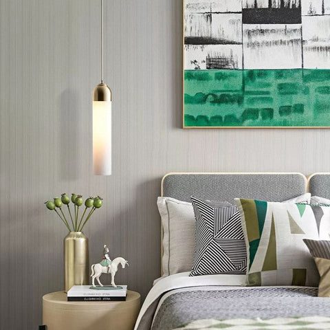 Slim Glass Tube Pendant Light for Kitchen Islands and Bedside Lighting