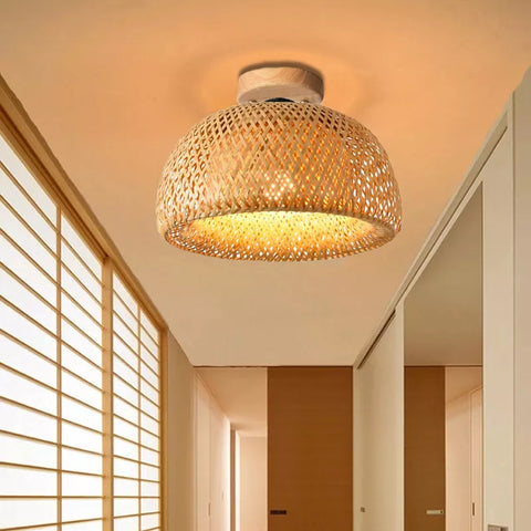 Woven Bamboo Ceiling and Pendant Light for Dining and Living Rooms