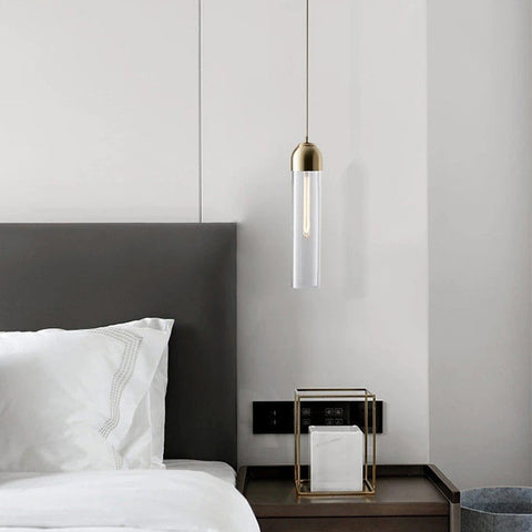 Slim Glass Tube Pendant Light for Kitchen Islands and Bedside Lighting