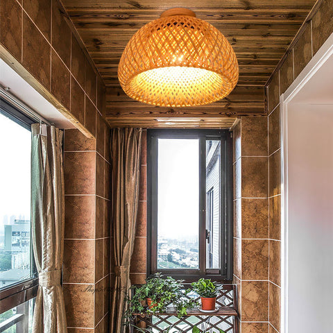 Woven Bamboo Ceiling and Pendant Light for Dining and Living Rooms