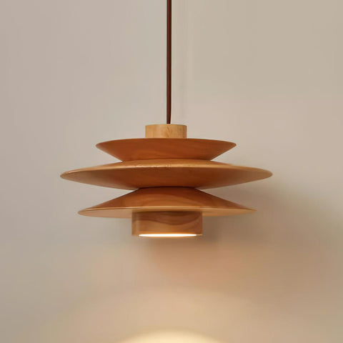 Layered Wood Pendant Light for Dining Room and Living Room Lighting