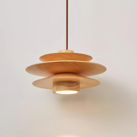 Layered Wood Pendant Light for Dining Room and Living Room Lighting