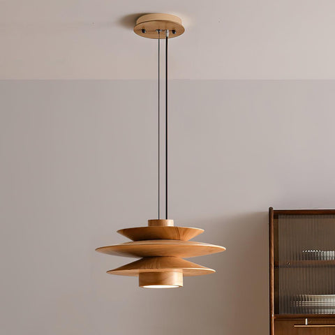 Layered Wood Pendant Light for Dining Room and Living Room Lighting