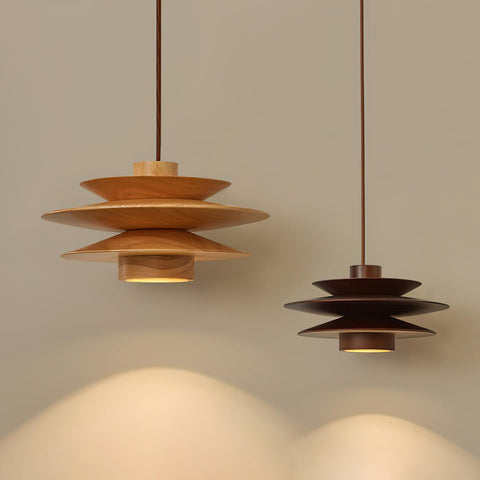 Layered Wood Pendant Light for Dining Room and Living Room Lighting