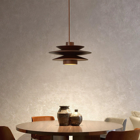 Layered Wood Pendant Light for Dining Room and Living Room Lighting