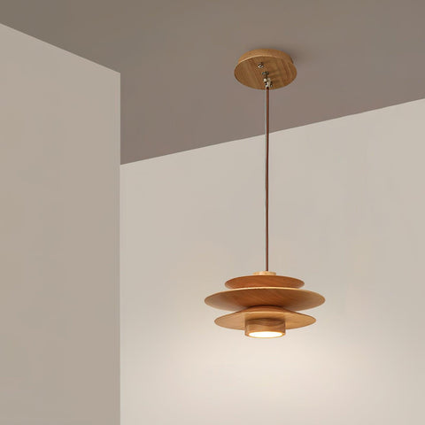 Layered Wood Pendant Light for Dining Room and Living Room Lighting
