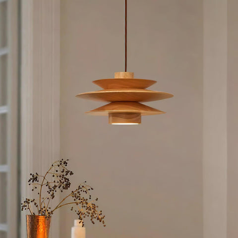Layered Wood Pendant Light for Dining Room and Living Room Lighting