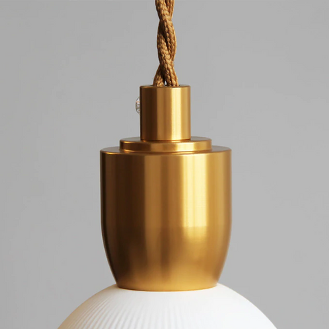 Pendant Light with Pleated Ceramic Shade and Adjustable Hanging Cord