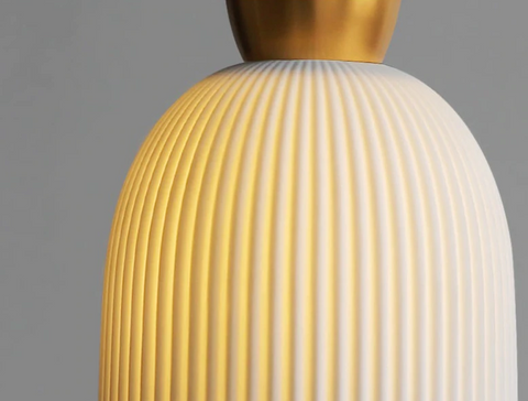 Pendant Light with Pleated Ceramic Shade and Adjustable Hanging Cord