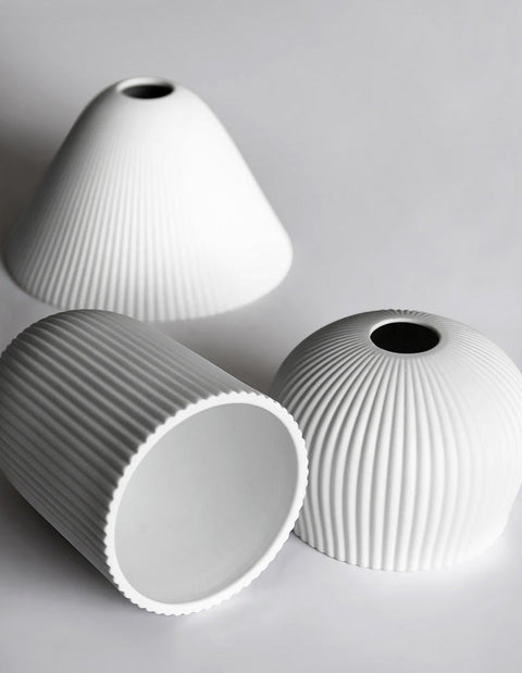 Pendant Light with Pleated Ceramic Shade and Adjustable Hanging Cord