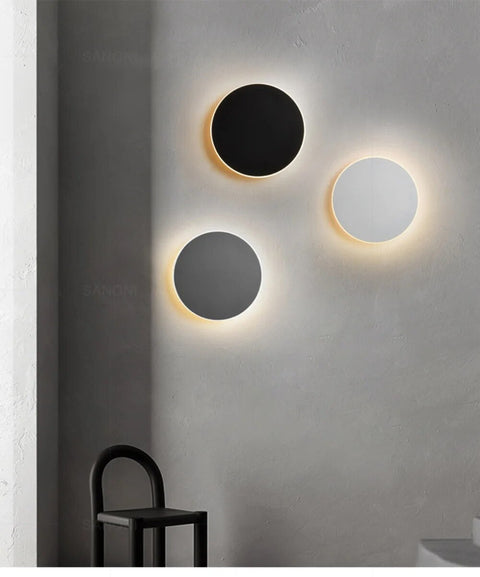 Round LED Wall Sconce with Modern Minimalist Design and Three Light Color Options