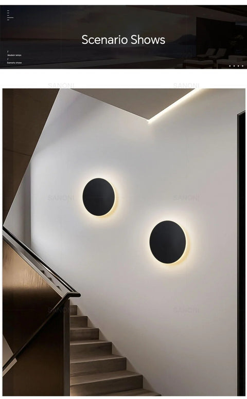 Round LED Wall Sconce with Modern Minimalist Design and Three Light Color Options