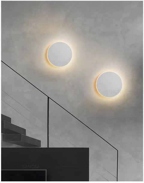 Round LED Wall Sconce with Modern Minimalist Design and Three Light Color Options
