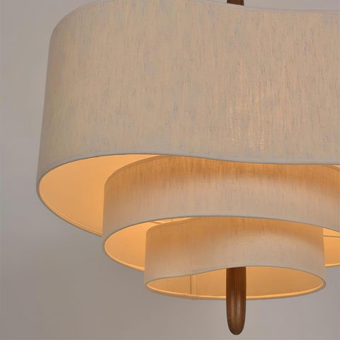 Layered Linen Drum Pendant Light for Dining and Living Room Lighting