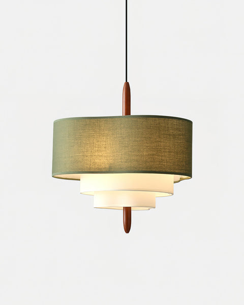 Layered Linen Drum Pendant Light for Dining and Living Room Lighting