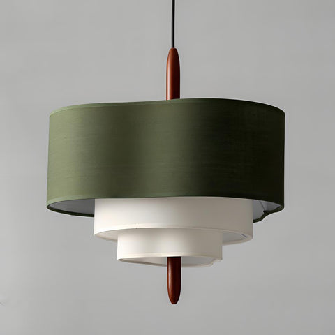 Layered Linen Drum Pendant Light for Dining and Living Room Lighting