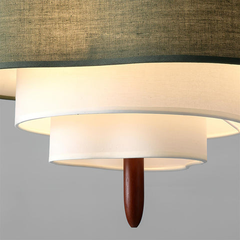 Layered Linen Drum Pendant Light for Dining and Living Room Lighting
