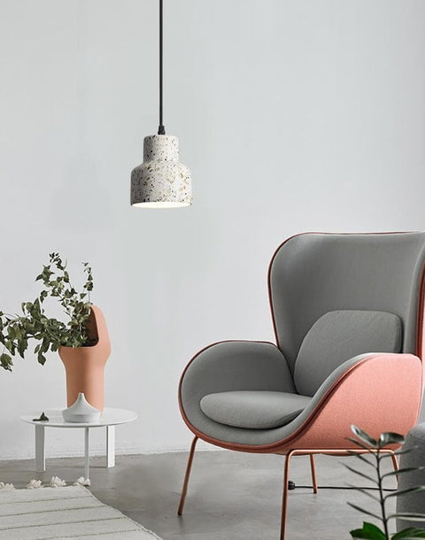 Pendant Light with Speckled Terrazzo Shade and Adjustable Hanging Cord