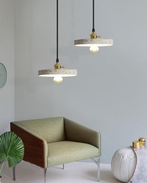Pendant Light with Speckled Terrazzo Shade and Adjustable Hanging Cord