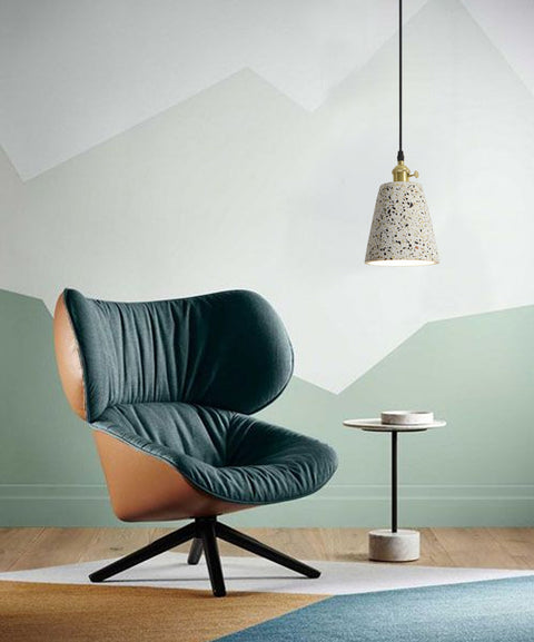 Pendant Light with Speckled Terrazzo Shade and Adjustable Hanging Cord