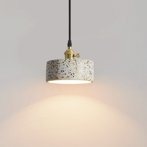 Pendant Light with Speckled Terrazzo Shade and Adjustable Hanging Cord