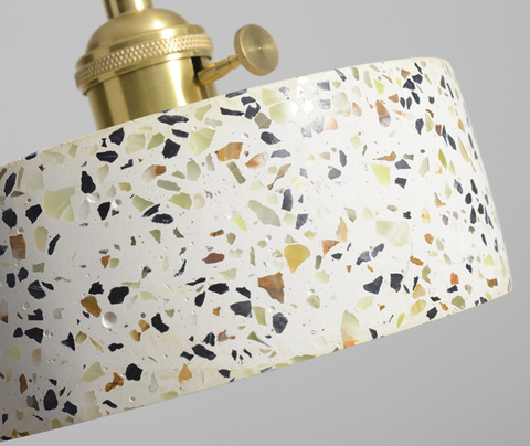 Pendant Light with Speckled Terrazzo Shade and Adjustable Hanging Cord