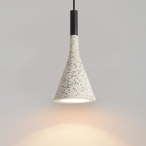 Pendant Light with Speckled Terrazzo Shade and Adjustable Hanging Cord