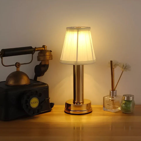 Rechargeable Fabric Shade Table Lamp with Touch Control — product view