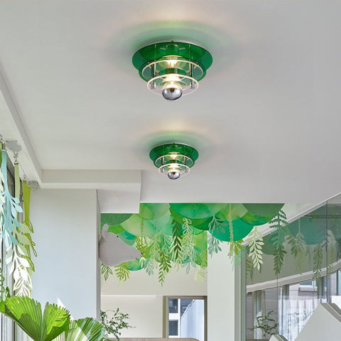 Ceiling Light with Layered Acrylic Discs and Retro Geometric Design