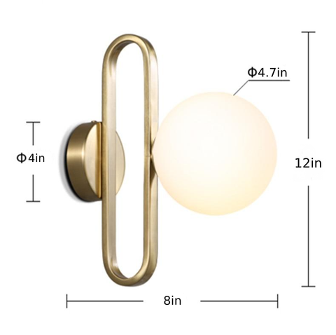 Wall Sconce with Frosted Glass Globe and Brushed Metal Loop Frame