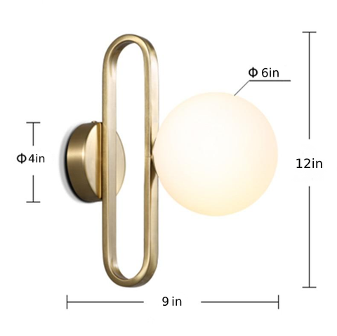 Wall Sconce with Frosted Glass Globe and Brushed Metal Loop Frame