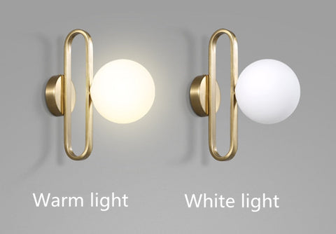 Wall Sconce with Frosted Glass Globe and Brushed Metal Loop Frame