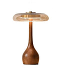 Wood Table Lamp with Circular Clear Shade — product view