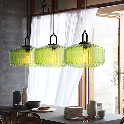 Pendant Light with Colored Glass Shade