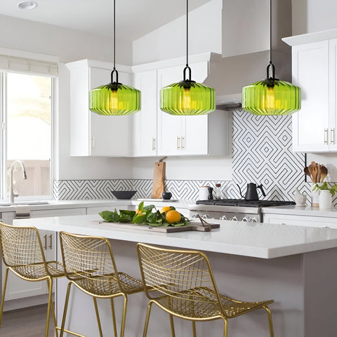 Pendant Light with Colored Glass Shade