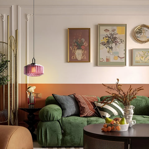 Pendant Light with Colored Glass Shade