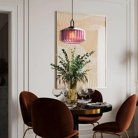 Pendant Light with Colored Glass Shade