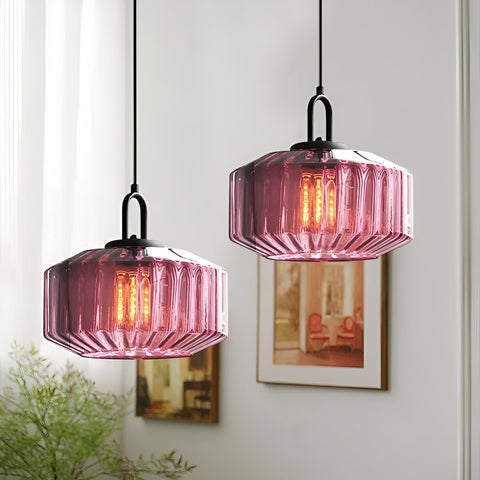 Pendant Light with Colored Glass Shade