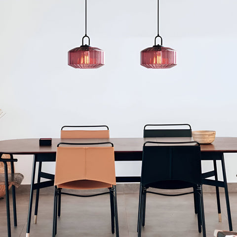 Pendant Light with Colored Glass Shade