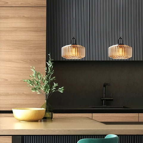 Pendant Light with Colored Glass Shade
