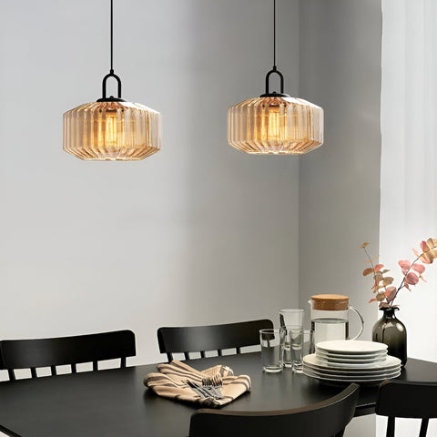 Pendant Light with Colored Glass Shade