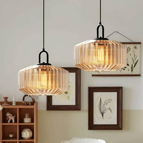 Pendant Light with Colored Glass Shade