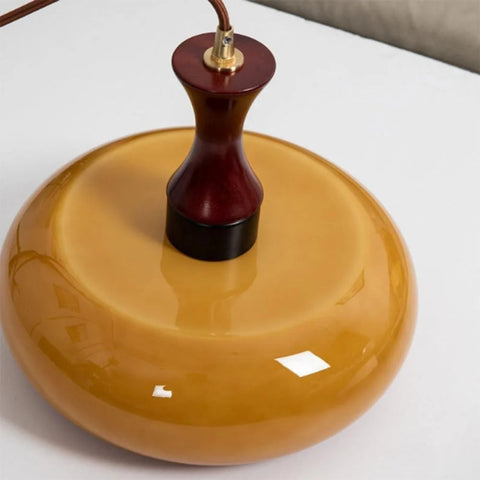 Glass Dome Pendant Light with Wood Accent